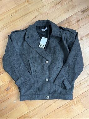 Women's Dark Gray Wool-Blend Peacoat